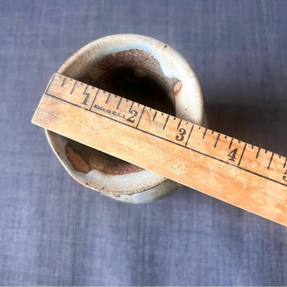 Rustic Brown and Blue Ceramic Vase vintage hand made lovely - Picture 8 of 8